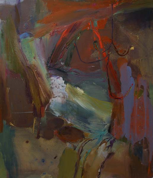 Koukussa  <br>	muovitempera ja öljy kovalevylle 2005, 122 x 101 cm
