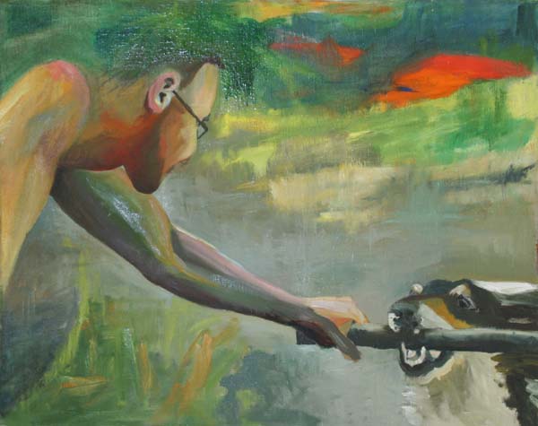 Kädestä pitäen  <br>öljy kankaalle ja levylle, 	2005  	122x95