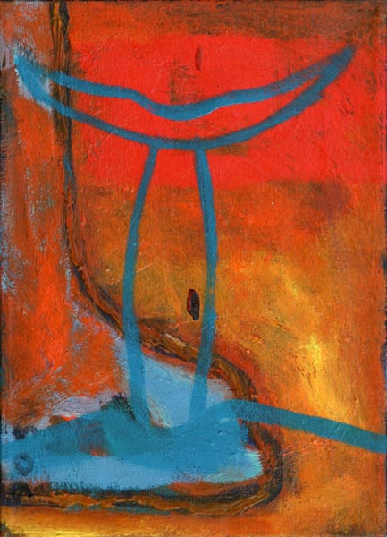 Lepäävä kuu II  <br>öljy 2006, 28 x 38 cm