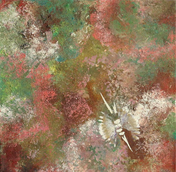 Kivi kukkii  <br>öljy, 20x20 cm