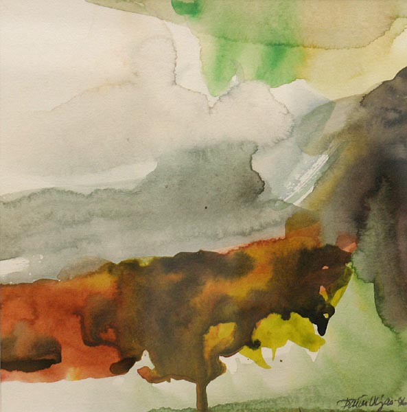 Tammen valtakunta  <br>akvarelli 2006	,	37 x 37 cm