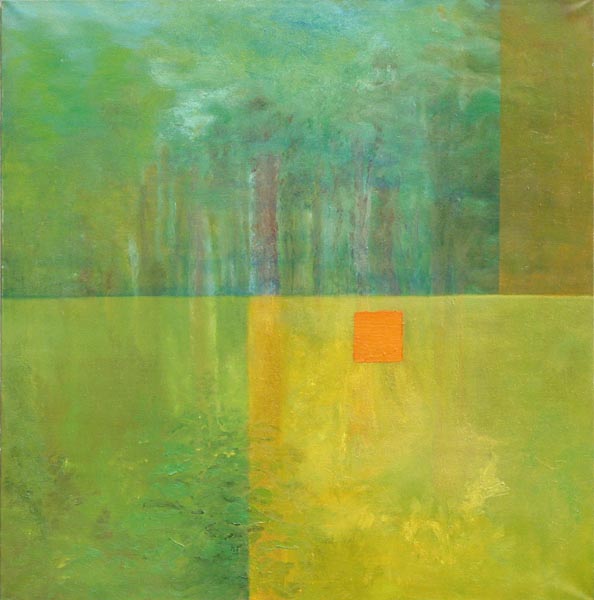 Oranssi neliö  <br>öljy 2006, 100 x 100 cm