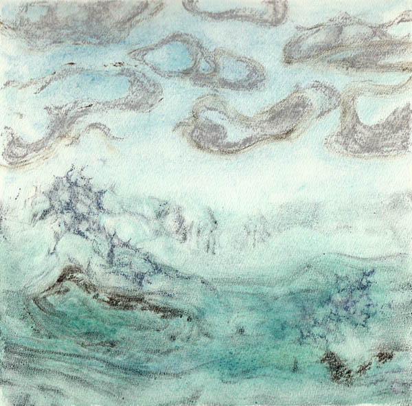 Tulkoon myrsky 3.  <br>37.5x37.5	monotypia, akvarelli, akvarellikynä, 2009