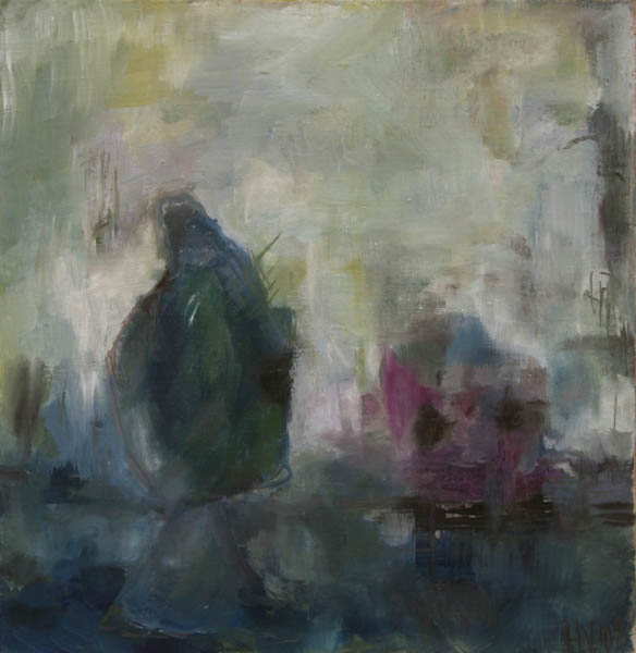 Ikkunassa  <br>öljy 2009, 60 x 60 cm		