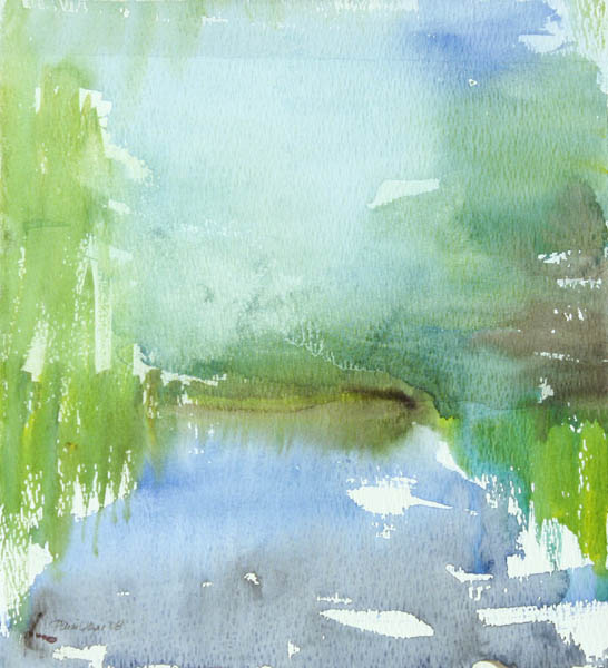 Rannan kaislat, veden välke  <br>akvarelli 2008