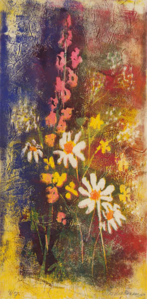 Kukkia mummulle  <br>puupiirros 		2009