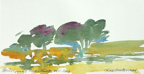 Oliivipuut Kyproksella  <br>akvarelli 2010