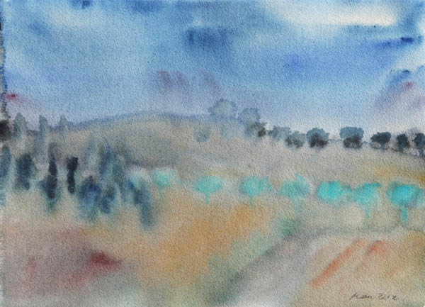 Viiniyö  <br>akvarelli 2012
