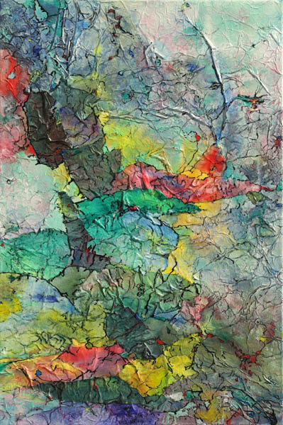 Ennen nukahtamista<br>  akryyli, tussi, mulperipaperi  2013