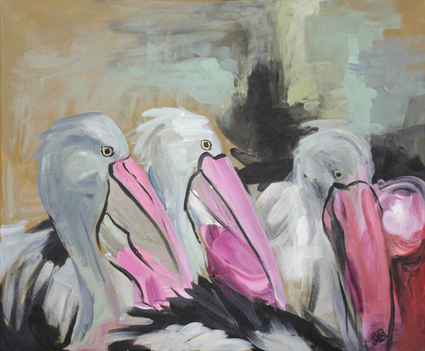 Pinkit pelikaanit<br>  akryyli 2015